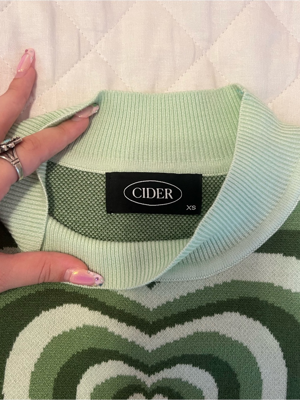Cider Green Heart Stripe Knit Tank - Picture 5 of 5
